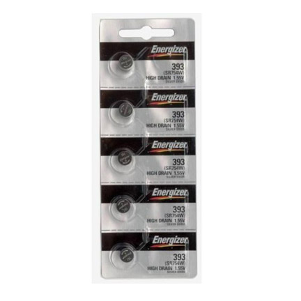 393 Energizer - 1 Pack of 5 Batteries - Replaces (SR48W, AG5, LR754, SR754W,Timex F) - Energizer 393