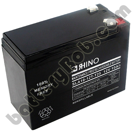 A Rhino SLA10-12/T25 Sealed Lead Acid Battery With Faston F2 .25